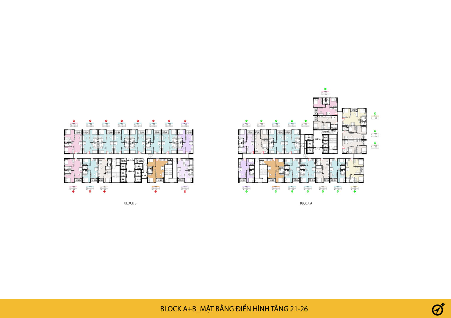 Mặt bằng Tầng 21-26 Tháp AB